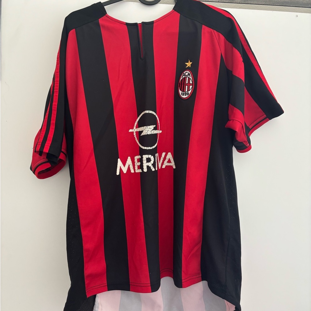 AC Milan Red and Black Striped Jersey